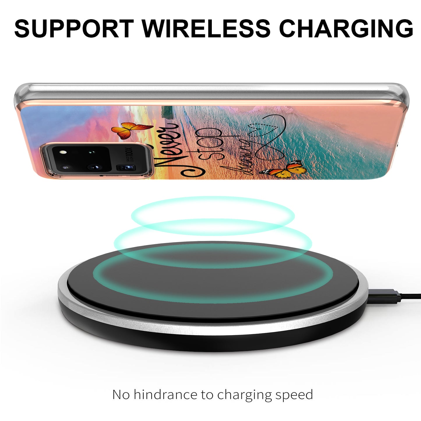 Light Slim Marble Design Electroplating Skin Touch IMD IML Soft TPU Phone Case Cover for Samsung Galaxy S20 Ultra - Never Stop Dreaming