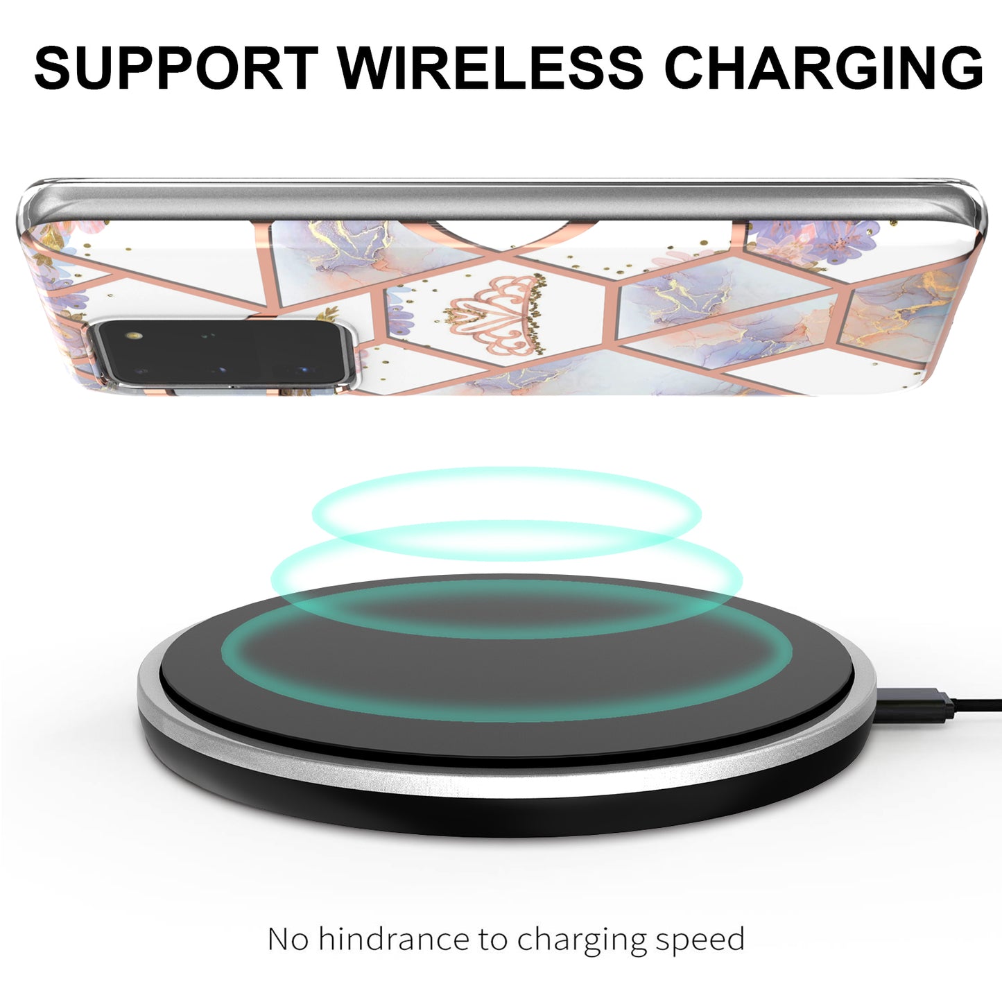 Light Slim Marble Design Electroplating Skin Touch IMD IML Soft TPU Phone Case Cover for Samsung Galaxy S20 Ultra - Crown