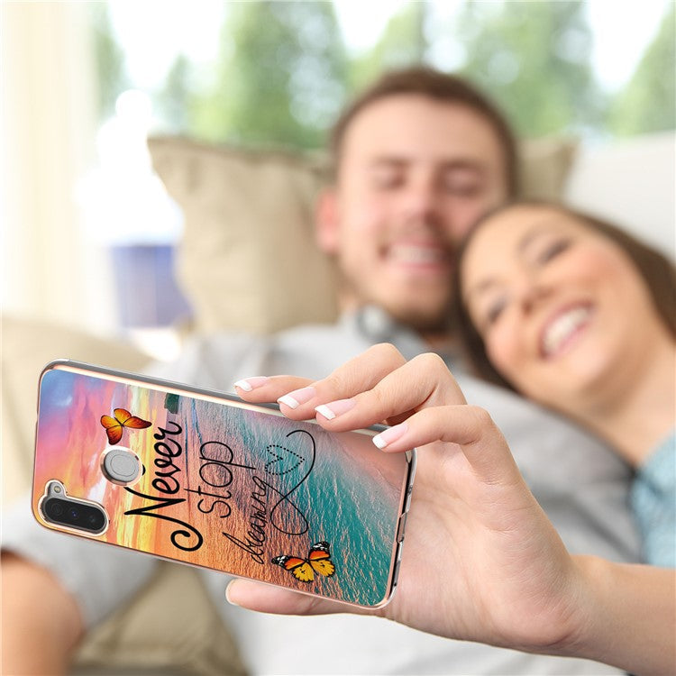 Drop-proof Slim Marble Design IML IMD Electroplating Soft TPU Phone Case for Samsung Galaxy M11/A11 (EU Version) - Never Stop Dreaming