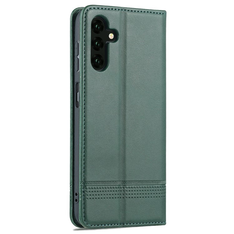 AZNS Drop-proof Auto-absorbed Wallet Design PU Leather Protective Phone Stand Cover Case for Samsung Galaxy A13 5G / A04s 4G (164.7 x 76.7 x 9.1 mm) - Green