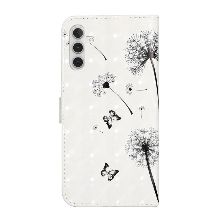 Pattern Printing Light Spot Decor Stand Wallet Leather Cover Phone Case for Samsung Galaxy A13 5G / A04s 4G (164.7 x 76.7 x 9.1 mm) - Kid and Dandelion