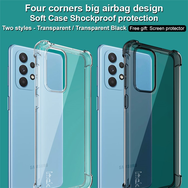 IMAK Enhanced Four Corners Transparent TPU Phone Case with Screen Protector for Samsung Galaxy A33 5G - Transparent