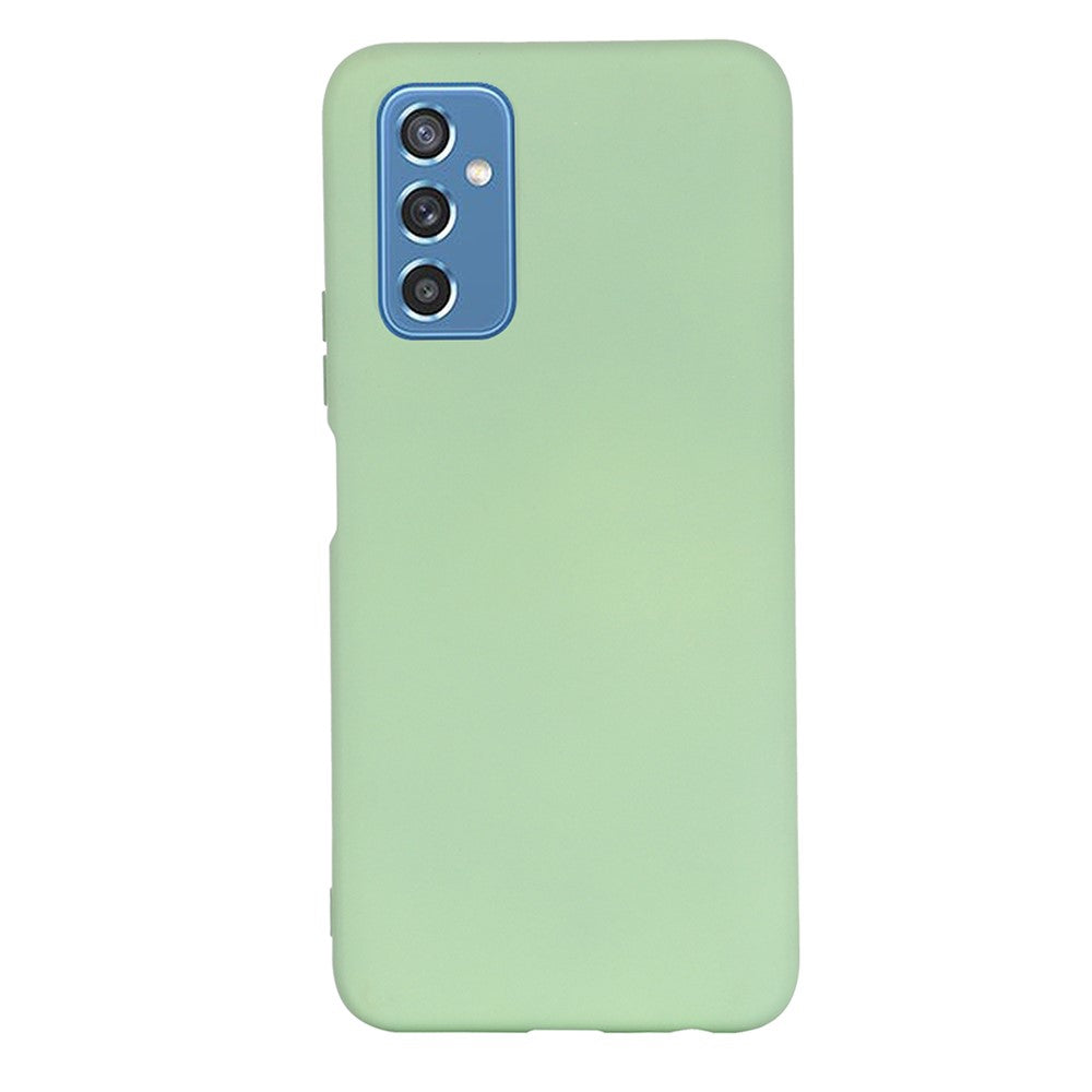 Soft Liquid Silicone Anti-drop Phone Protective Back Case Cover with Wrist Strap for Samsung Galaxy M52 5G - Green