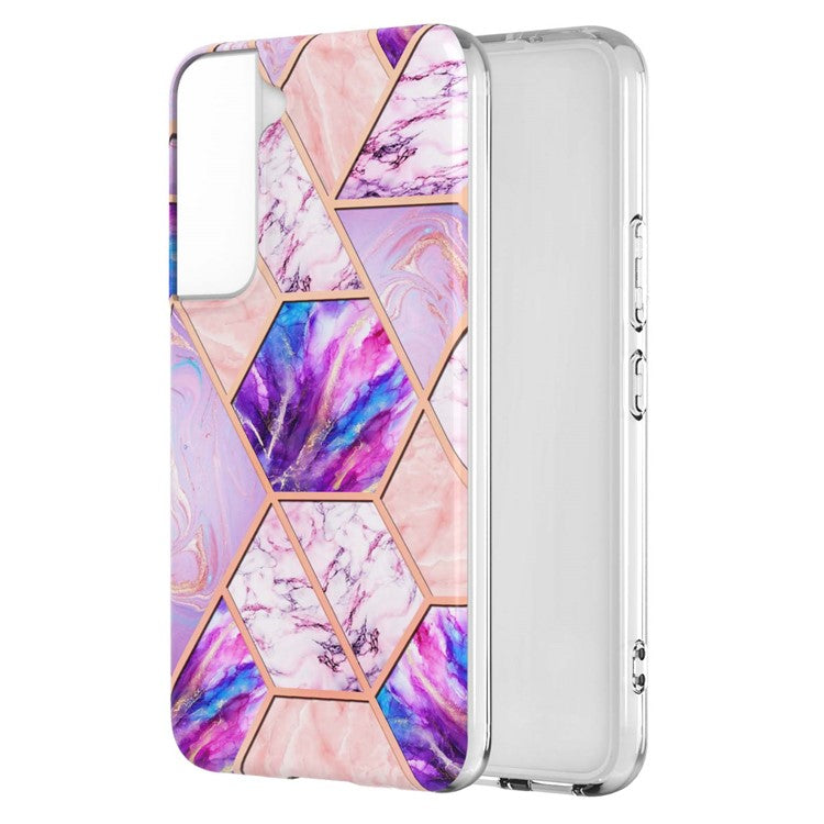 2.0mm Stylish Electroplating Soft TPU IMD Marble Protective Case for Samsung Galaxy S22 5G - Light Purple