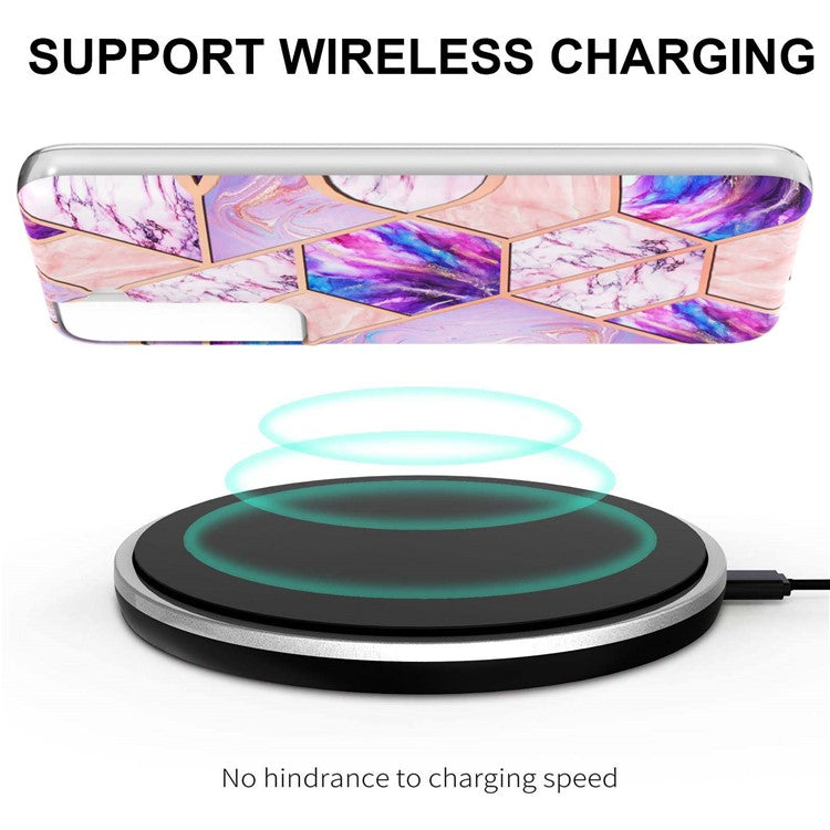 2.0mm Stylish Electroplating Soft TPU IMD Marble Protective Case for Samsung Galaxy S22 5G - Light Purple