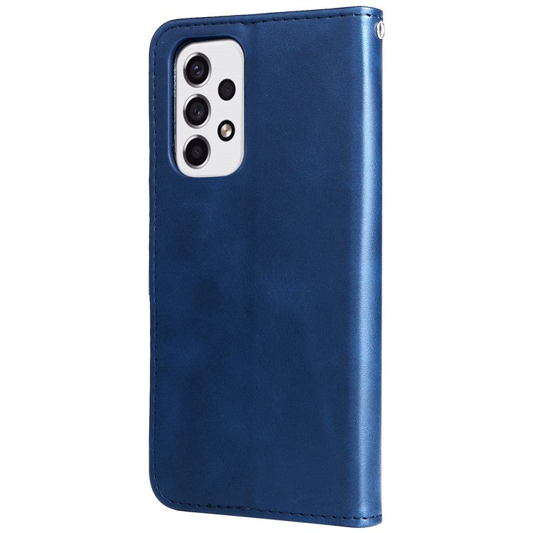 Multi-function Stand Wallet PU Leather Cover Zipper Pocket Phone Case Shell for Samsung Galaxy A53 5G - Blue