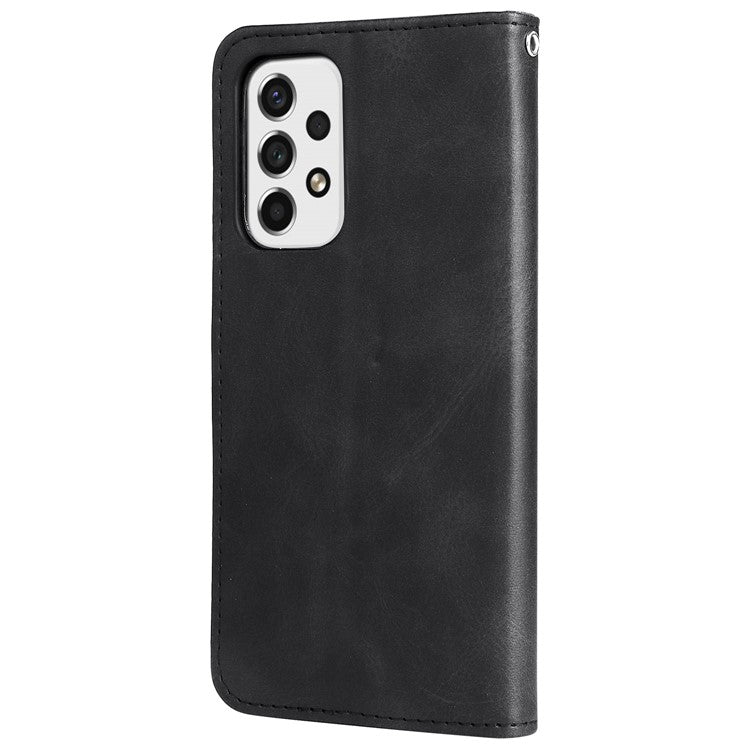 Multi-function Stand Wallet PU Leather Cover Zipper Pocket Phone Case Shell for Samsung Galaxy A53 5G - Black