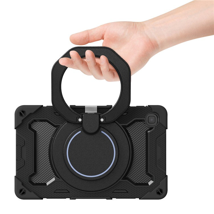 PC + Silicone Hybrid Protective Cover Four Corner Drop-proof 2-in-1 360-degree Rotary Kickstand Tablet Case for Samsung Galaxy Tab A7 Lite 8.7-inch SM-T225 - Black