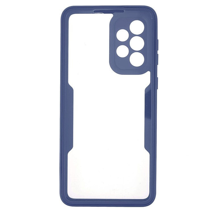 PET Screen Protector + Acrylic Back Panel + TPU Frame 360-degree Protection Drop-proof Case for Samsung Galaxy A33 5G - Navy Blue