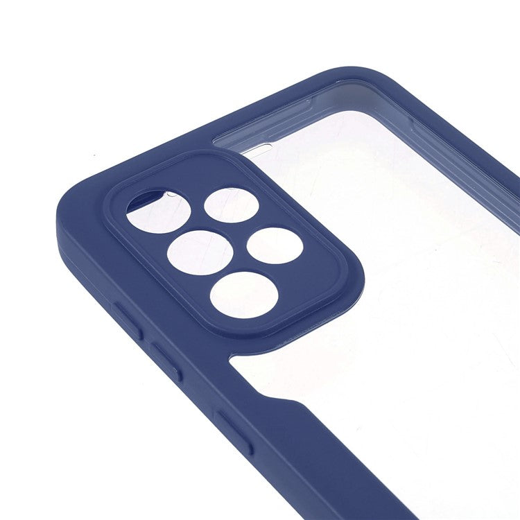 PET Screen Protector + Acrylic Back Panel + TPU Frame 360-degree Protection Drop-proof Case for Samsung Galaxy A33 5G - Navy Blue