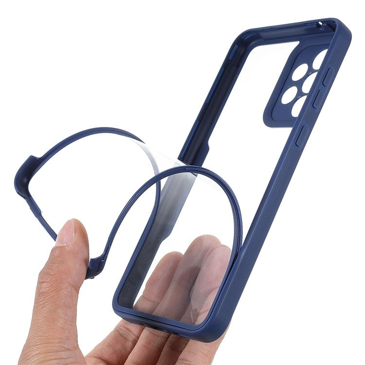 PET Screen Protector + Acrylic Back Panel + TPU Frame 360-degree Protection Drop-proof Case for Samsung Galaxy A33 5G - Navy Blue