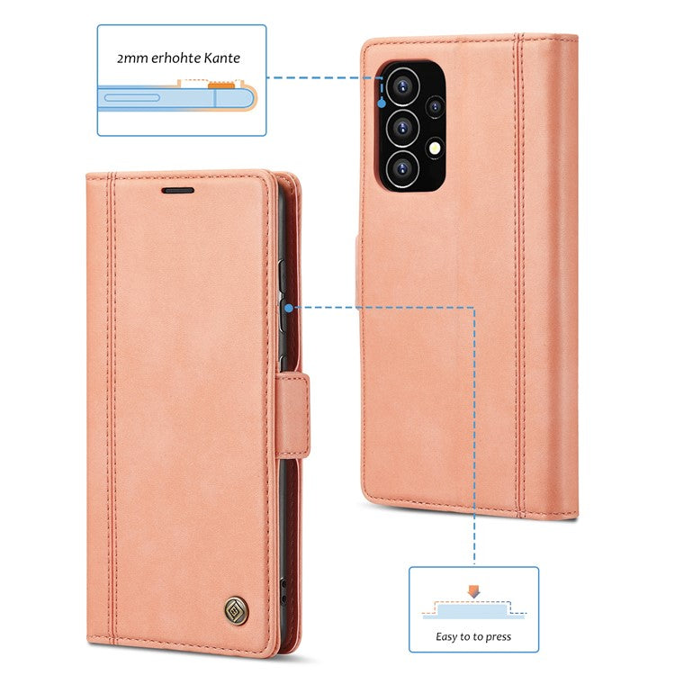 LC.IMEEKE Double Magnetic Clasps PU Leather Foldable Stand Phone Case Cover with Wallet for Samsung Galaxy A53 5G - Pink