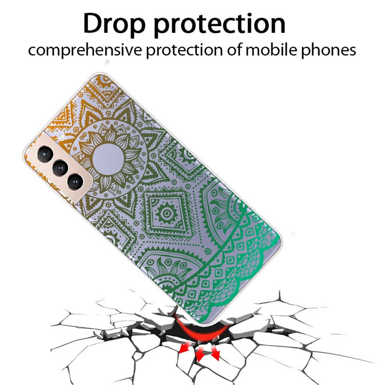 Lightweight Mandala Pattern Printing Soft TPU Phone Case Cover Back Protective Shell for Samsung Galaxy S22 5G - Style H