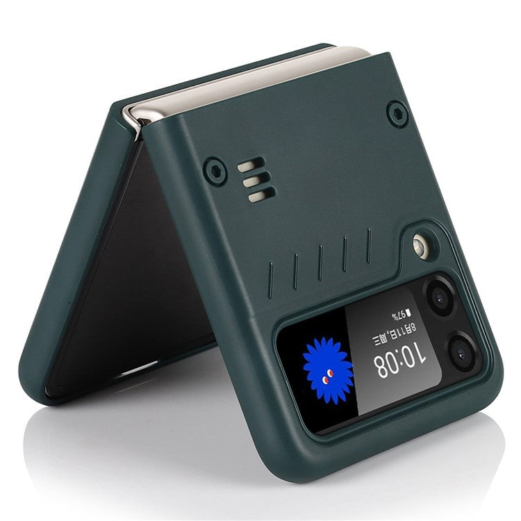 Matte Finish Hard PC Flipping Phone Case Protector with Kickstand for Samsung Galaxy Z Flip3 5G - Green