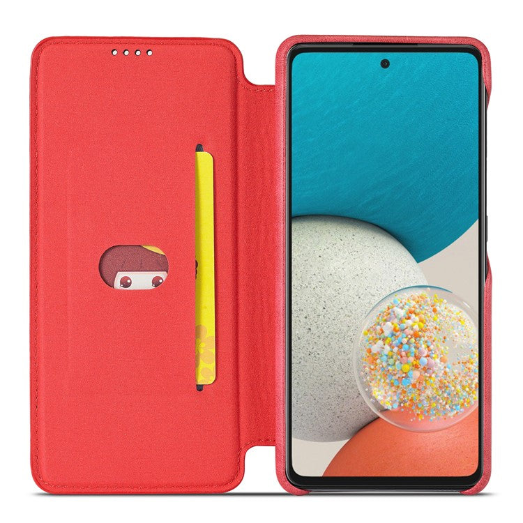 LC.IMEEKE Foldable Stand PU Leather Folio Flip Phone Case Cover with Card Slot for Samsung Galaxy A53 5G - Red