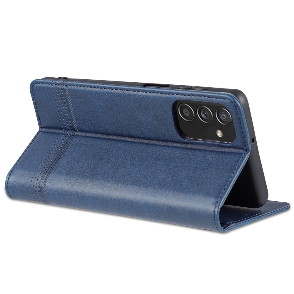 AZNS Magnetic Absorption PU Leather Flip Cover Stand Full Protection Wallet Phone Case for Samsung Galaxy M52 5G - Blue