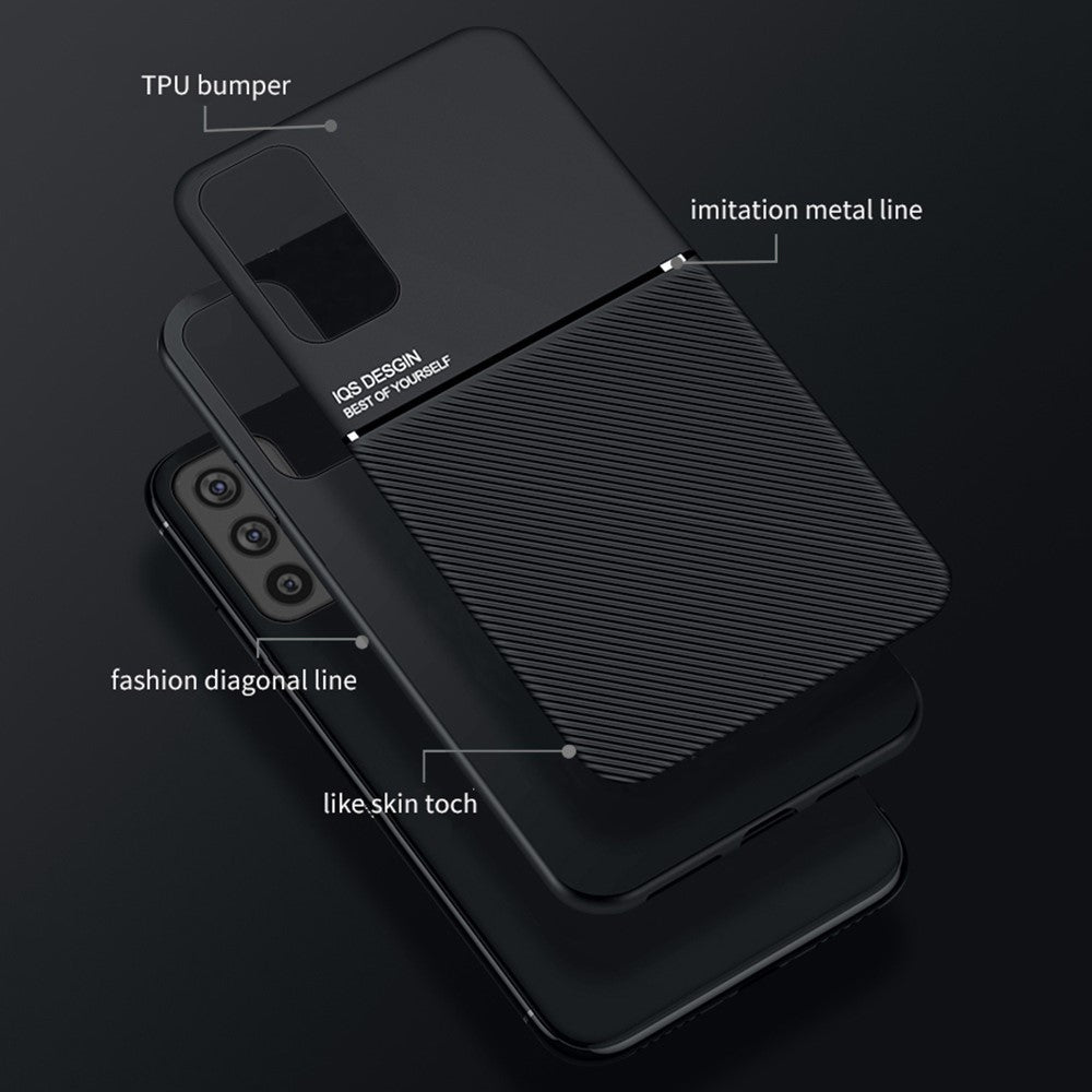 Imprinted Shockproof Phone Case TPU + PU Leather Coated Protective Cover for Samsung Galaxy M52 5G - Black