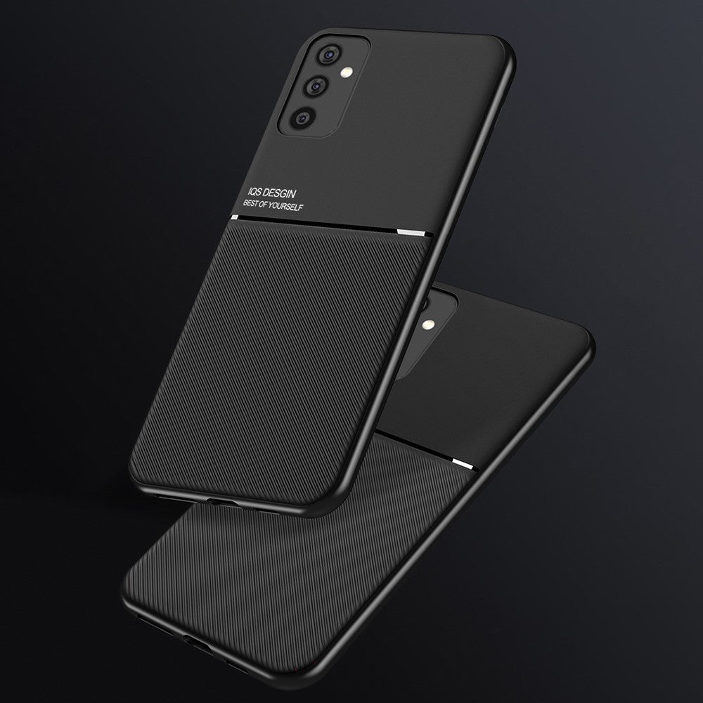 Imprinted Shockproof Phone Case TPU + PU Leather Coated Protective Cover for Samsung Galaxy M52 5G - Black