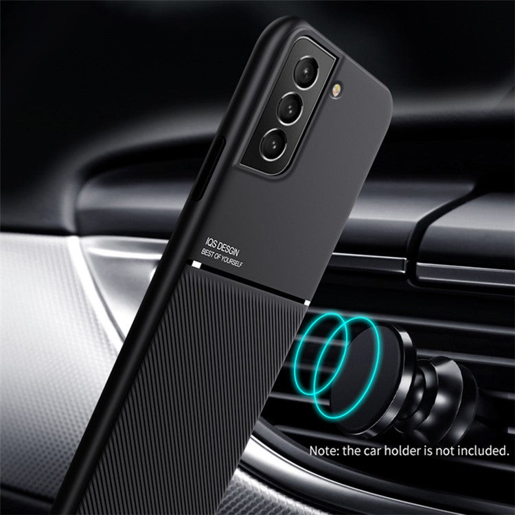 Built-in Magnetic Metal Sheet Mobile Phone Case TPU + PU Leather Shockproof Mobile Phone Covering for Samsung Galaxy S22+ 5G - Green