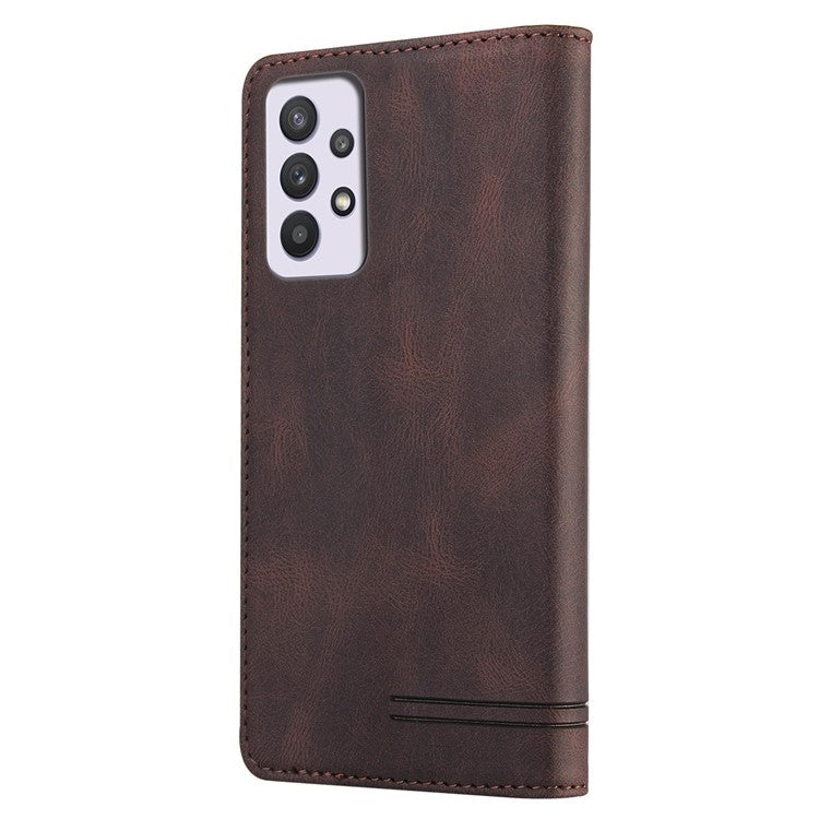 GQ.UTROBE 008 Series Stand Wallet Function RFID Blocking Anti-swiping Phone Case Skin Touch PU Leather Magnetic Auto-absorbed Cover for Samsung Galaxy A33 5G - Coffee