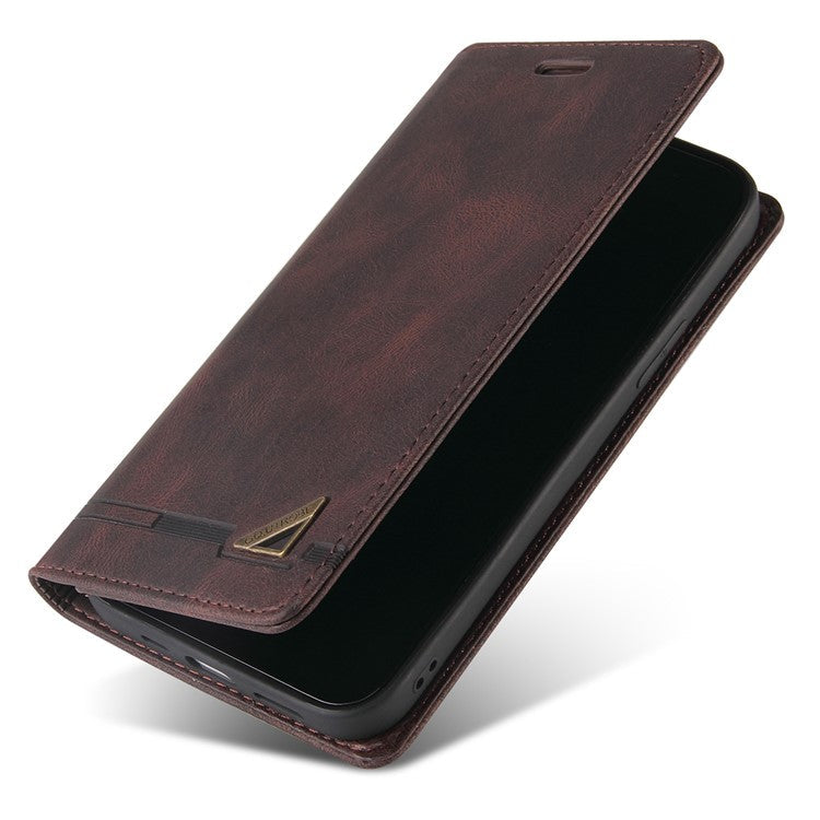 GQ.UTROBE 008 Series Stand Wallet Function RFID Blocking Anti-swiping Phone Case Skin Touch PU Leather Magnetic Auto-absorbed Cover for Samsung Galaxy A33 5G - Coffee