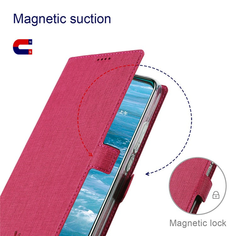 VILI K Series Magnetic Closure Drop-proof Stand Wallet Leather Mobile Phone Case Shell for Samsung Galaxy S22 Ultra 5G - Rose