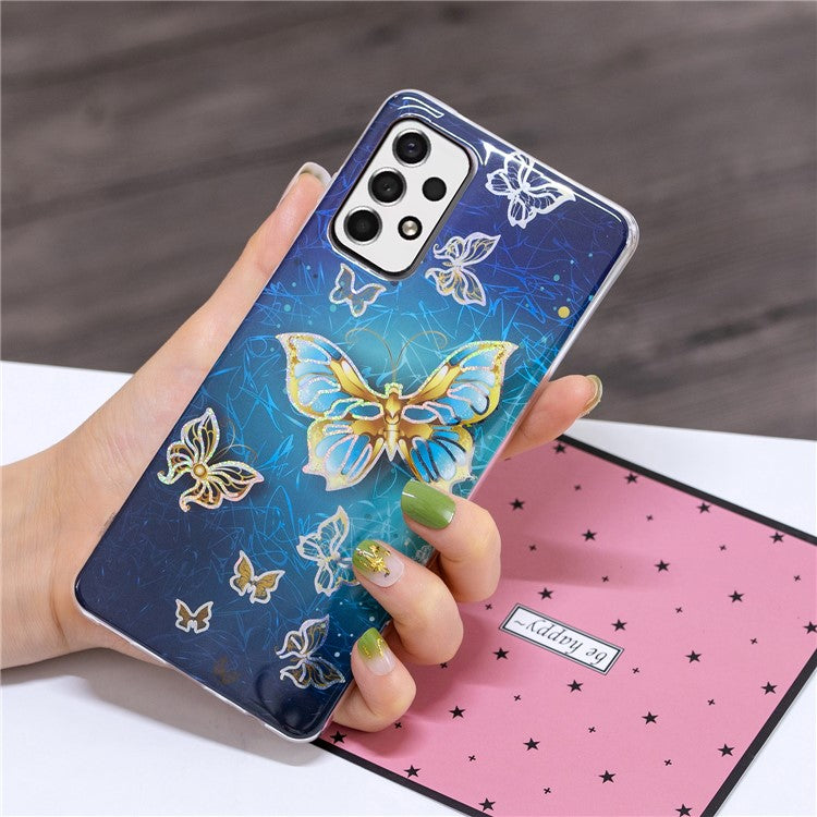 Marble Pattern IMD Soft TPU Electroplating Slim Protective Mobile Phone Case for Samsung Galaxy A33 5G - Butterflies