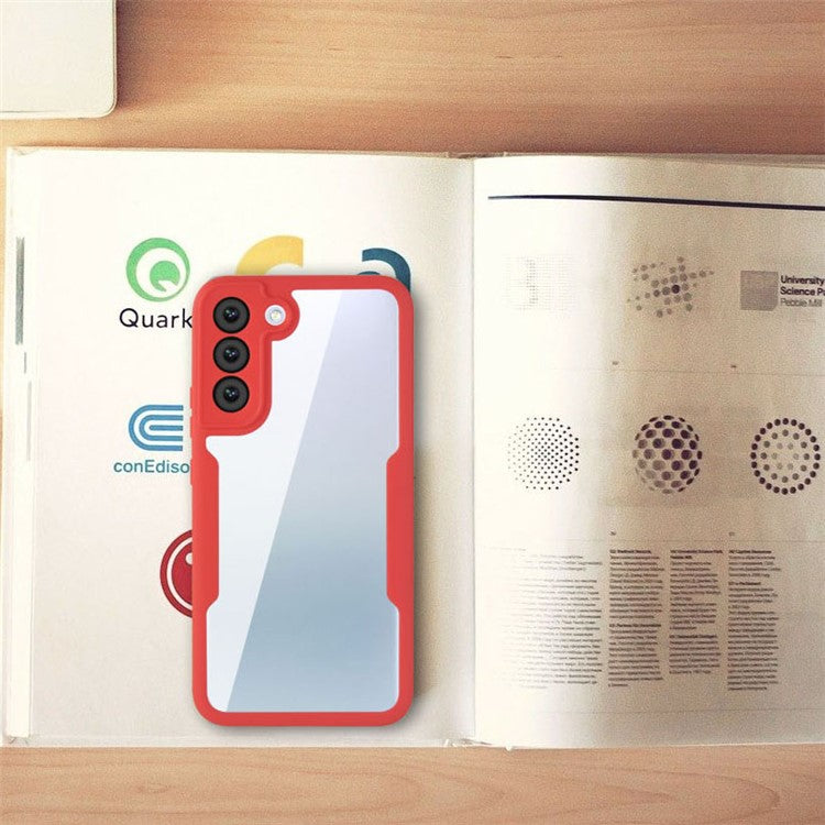 PET Screen Protector + Acrylic + TPU Case Shockproof All-round Protection Phone Cover for Samsung Galaxy S22+ 5G - Red