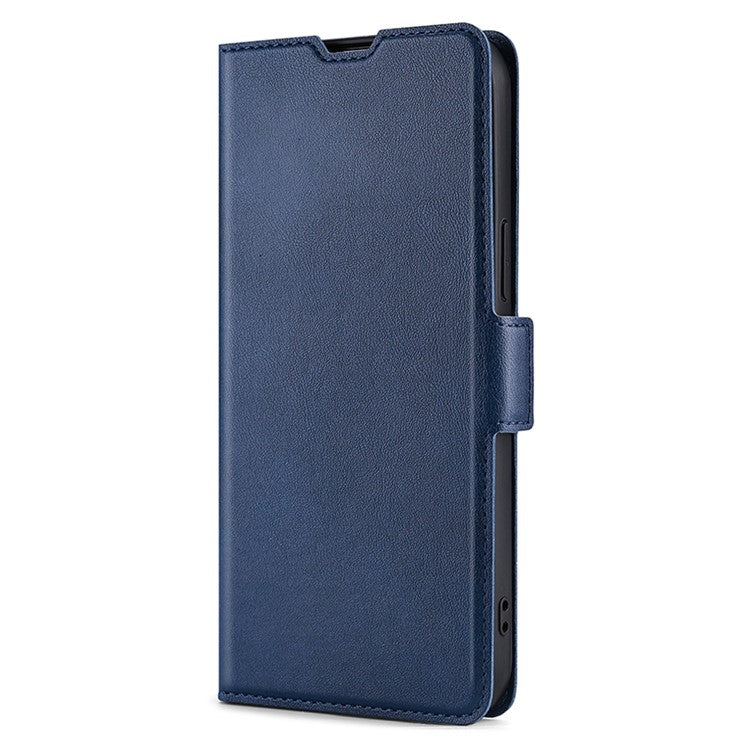 Card Slot Design Side Magnetic Closure Well-protected Ultra-thin Solid Color Leather Phone Stand Case for Samsung Galaxy A53 5G - Blue