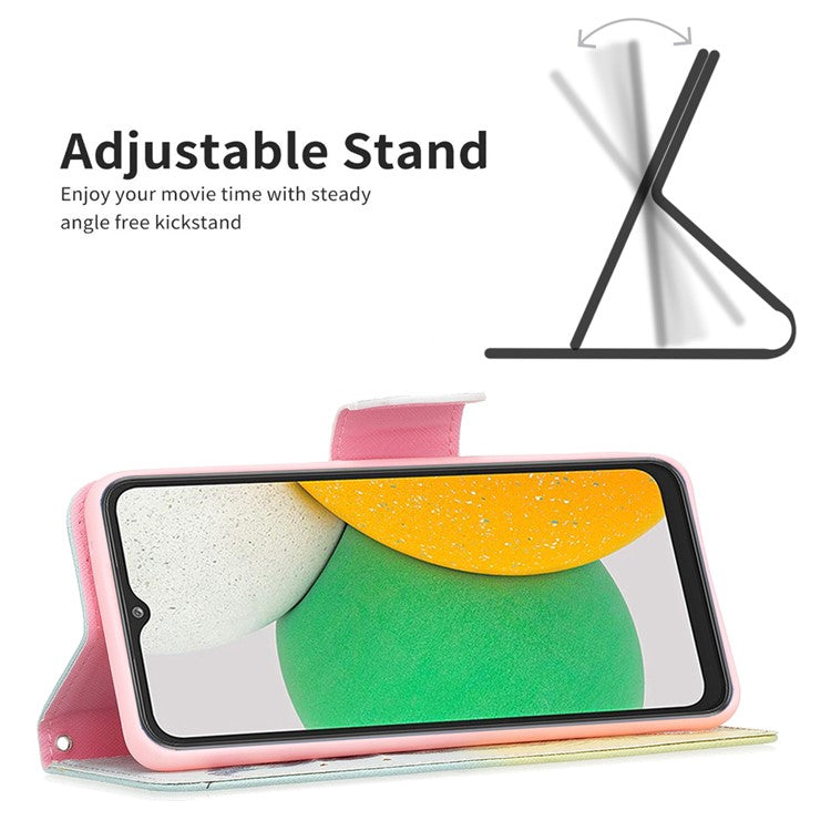 For Samsung Galaxy A03 Core Pattern Printing PU Leather Case Stand Wallet Magnetic Flip Cover - Feather and Birds