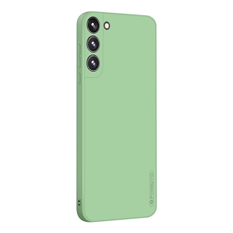 PINWUYO Silicone Phone Case for Samsung Galaxy S22+ 5G, Precise Cutouts Silky Fiber Flocking Protective Cover with Camera Protection - Green