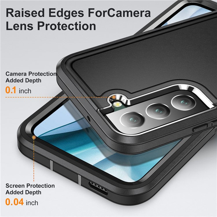 Defender Series Metal Kickstand Phone Case for Samsung Galaxy S22 5G, Drop-resistant PC + TPU Hybrid Cover - Black/Black