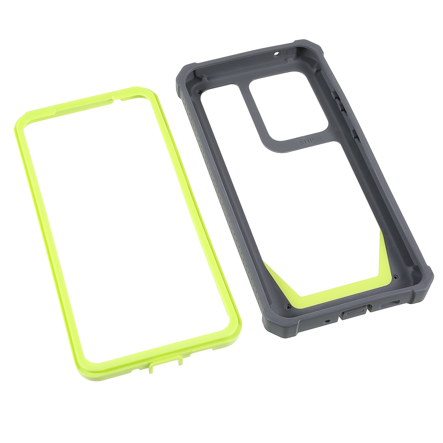 For Samsung Galaxy S20 Ultra Precise Cutout Anti-drop Soft TPU Frame + Durable Acrylic Back Detachable 2-in-1 Phone Case - Dark Grey/Grass Green