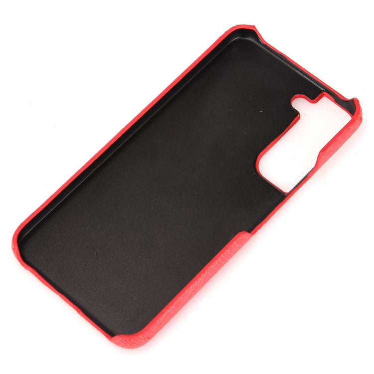For Samsung Galaxy S22 5G Crocodile Texture PU Leather Coated PC Case Anti-scratch Protective Cover - Red