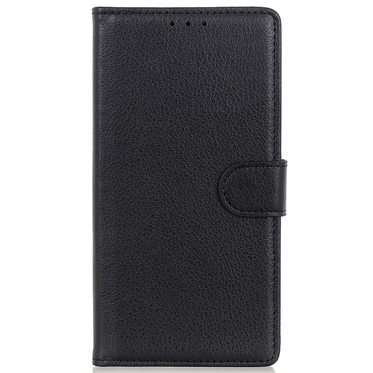 For Samsung Galaxy A23 4G / 5G Litchi Texture PU Leather Magnetic Clasp Stand Case Wallet Flip Phone Case - Black