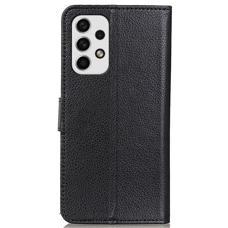 For Samsung Galaxy A23 4G / 5G Litchi Texture PU Leather Magnetic Clasp Stand Case Wallet Flip Phone Case - Black