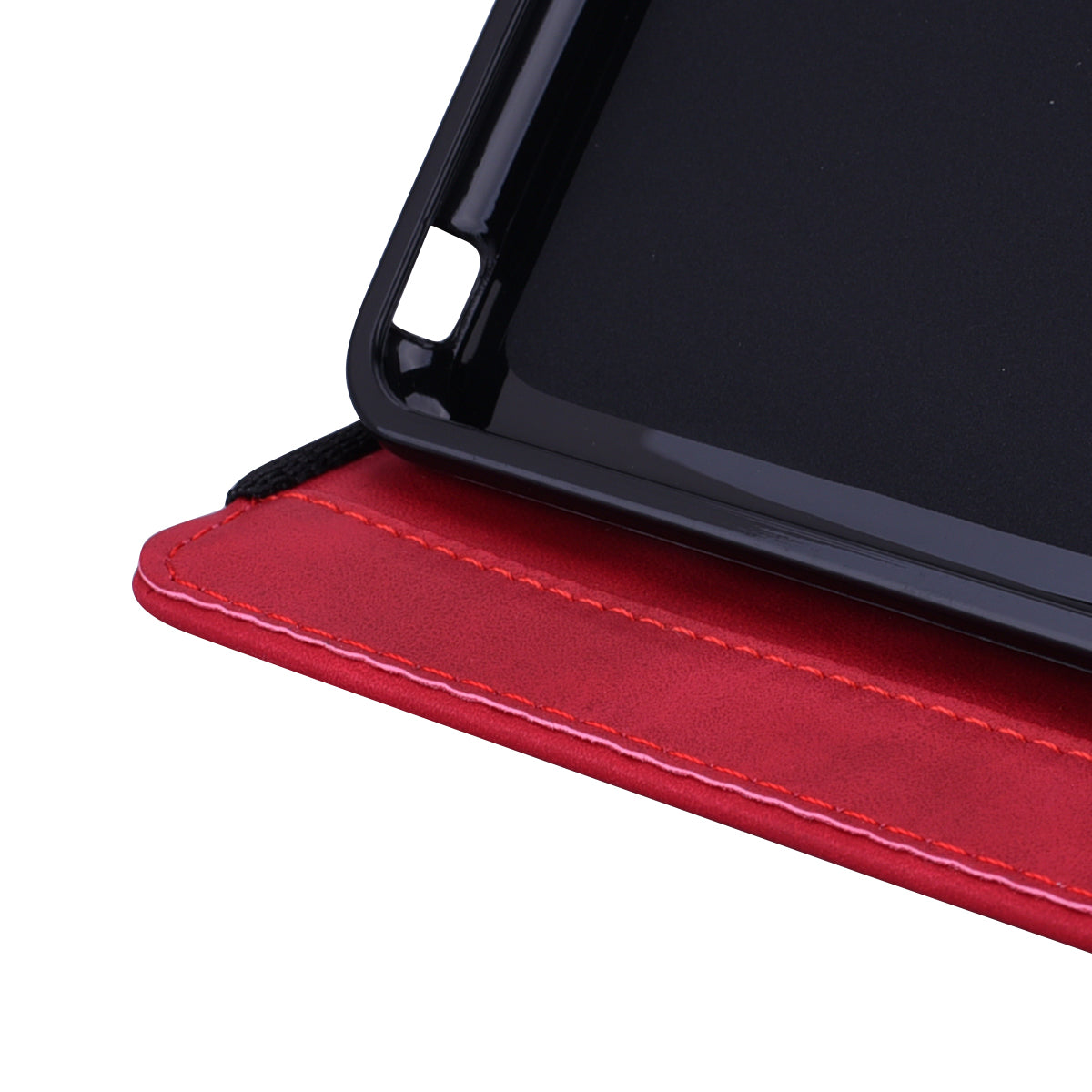 For Samsung Galaxy Tab S9 FE / S9 / S8 / S7 Flower Pattern Imprinting Leather Tablet Stand Cover Shell with Pen Holder Strap - Red