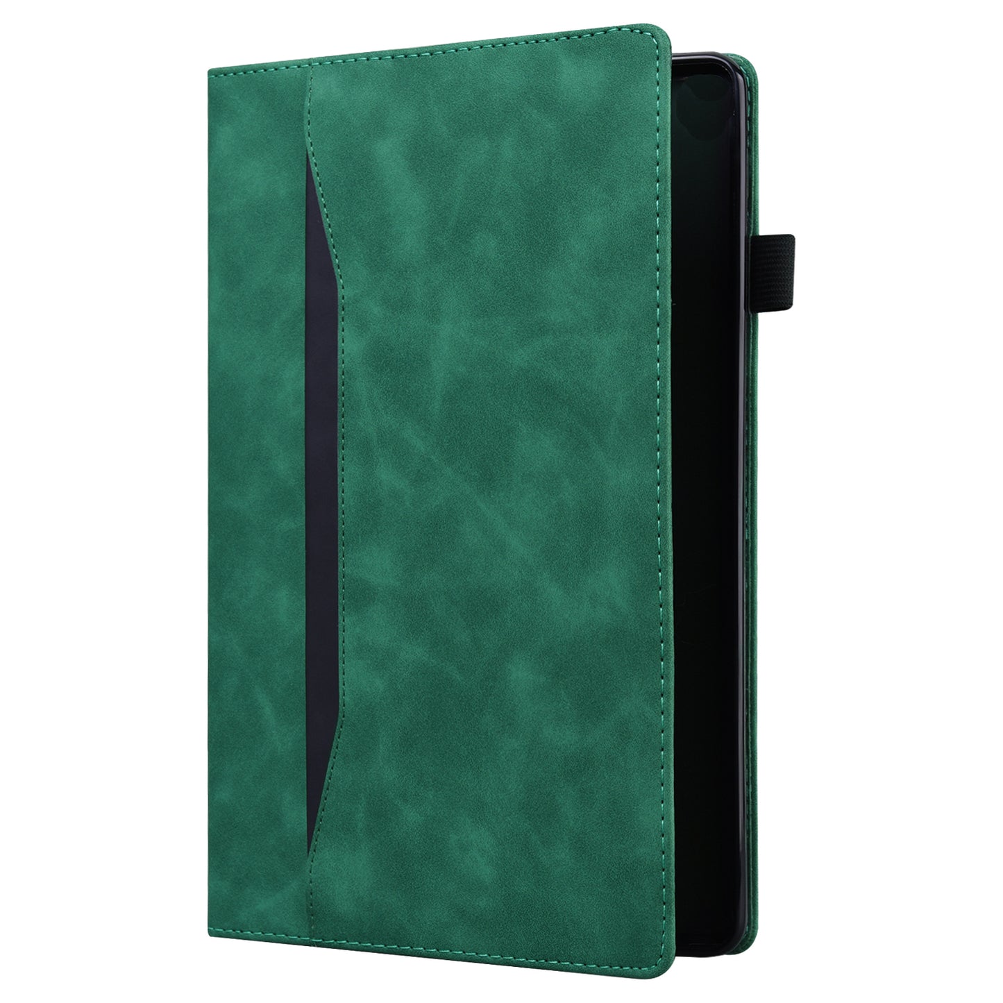 For Samsung Galaxy Tab S9 FE / S9 / S8 / S7 PU Leather Business Wallet Protective Case Stand Shockproof Cover with Pencil Holder - Green