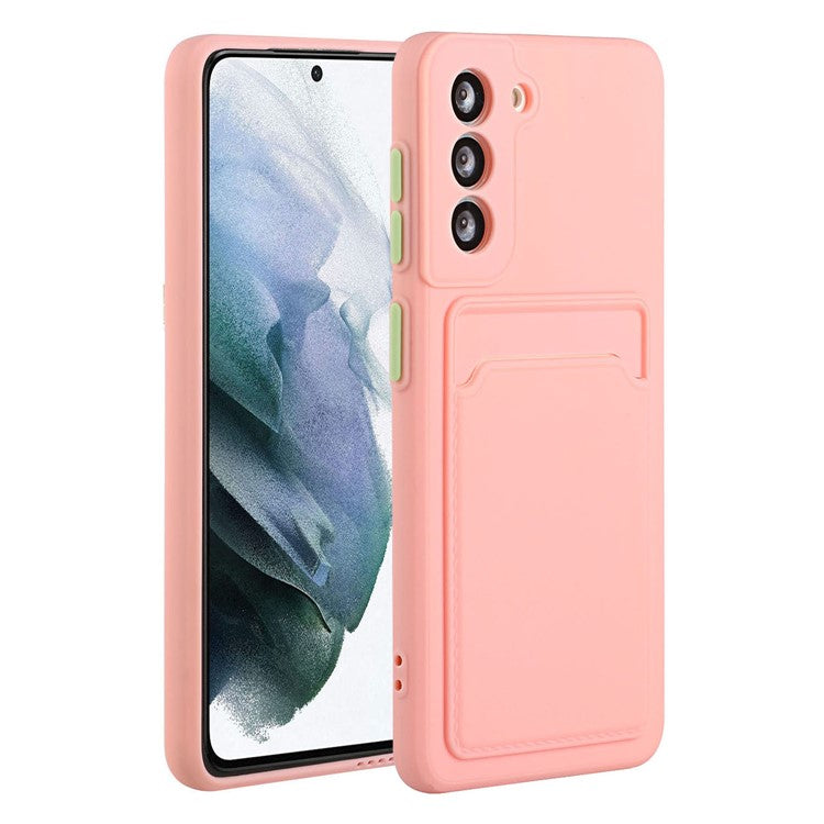 For Samsung Galaxy S22+ 5G Card Holder Slot Flexible TPU Soft Skin Protective Phone Case Cover - Pink