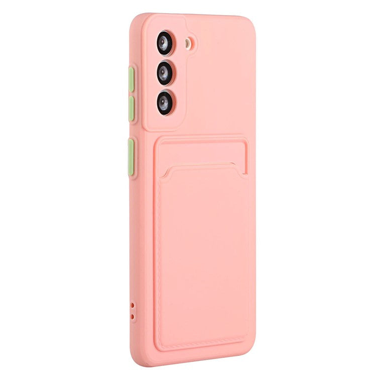 For Samsung Galaxy S22+ 5G Card Holder Slot Flexible TPU Soft Skin Protective Phone Case Cover - Pink