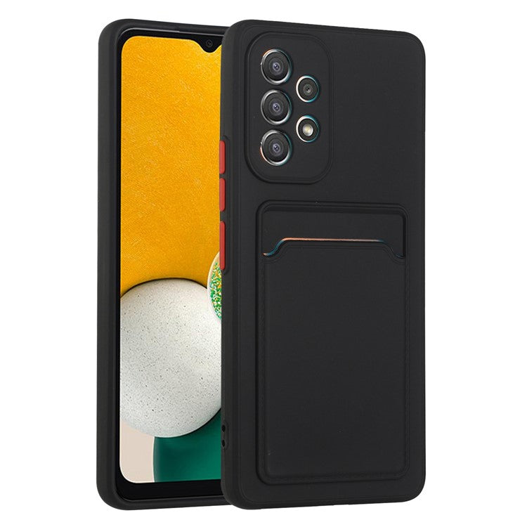 For Samsung Galaxy A53 5G Card Holder Slot Soft TPU Shockproof Anti-Scratch Case Case with Camera Lens Protection - Black