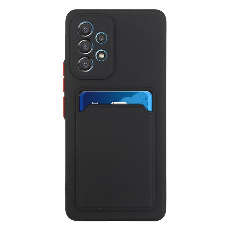 For Samsung Galaxy A53 5G Card Holder Slot Soft TPU Shockproof Anti-Scratch Case Case with Camera Lens Protection - Black
