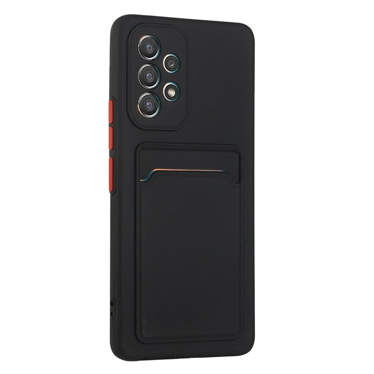 For Samsung Galaxy A53 5G Card Holder Slot Soft TPU Shockproof Anti-Scratch Case Case with Camera Lens Protection - Black