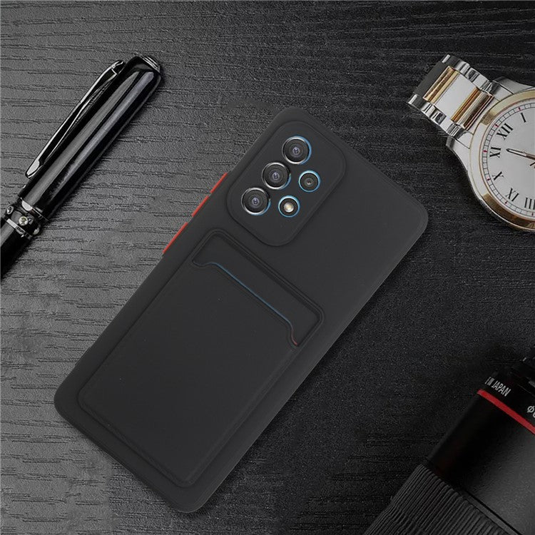 For Samsung Galaxy A53 5G Card Holder Slot Soft TPU Shockproof Anti-Scratch Case Case with Camera Lens Protection - Black