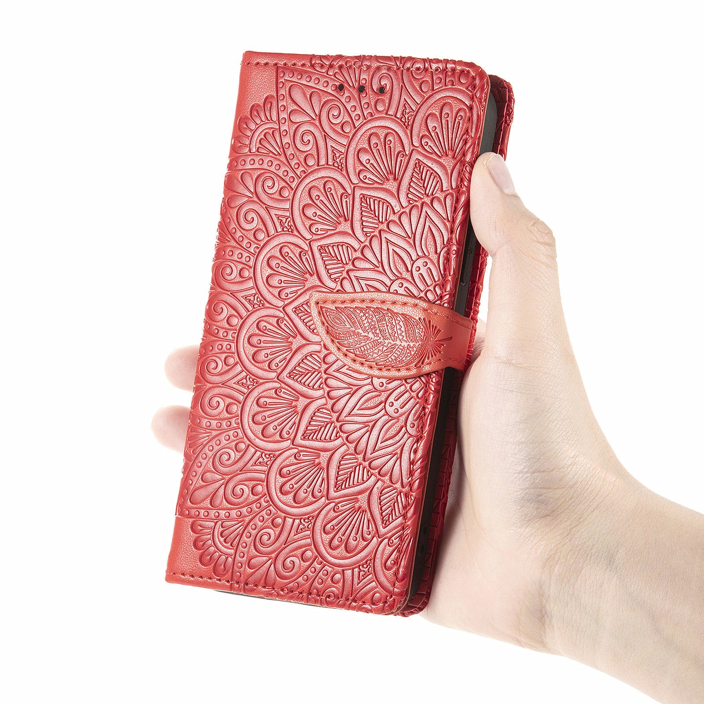 For Samsung Galaxy S20 Ultra Flip Phone Case Imprinted Dream Wings Pattern TPU+PU Leather Folio Stand Function Wallet Phone Cover with Strap - Red