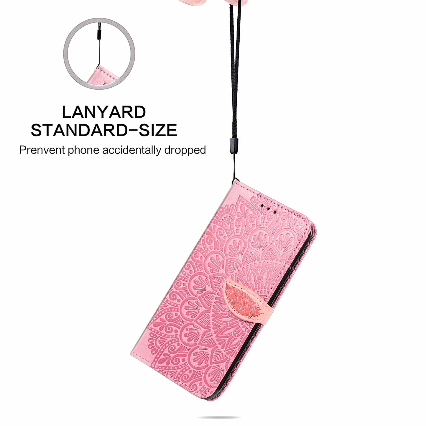 For Samsung Galaxy S20 Ultra Flip Phone Case Imprinted Dream Wings Pattern TPU+PU Leather Folio Stand Function Wallet Phone Cover with Strap - Pink