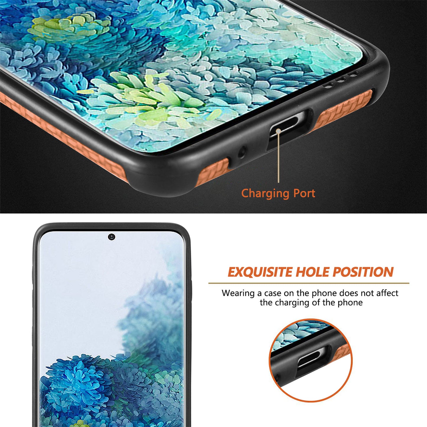For Samsung Galaxy S20 Plus 5G/4G Cell Phone Cover Fiber Texture PU Leather Coated TPU + PVC Anti-fingerprint Protective Case - Brown