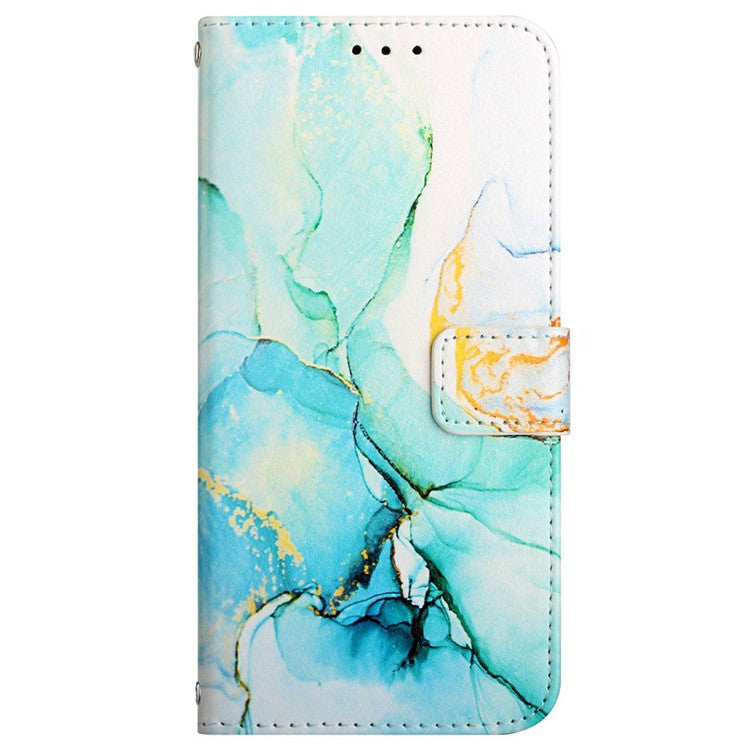 YB Pattern Printing Leather Series-5 for Samsung Galaxy A33 5G Marble Pattern Phone Case with Wallet Stand - Green LS003
