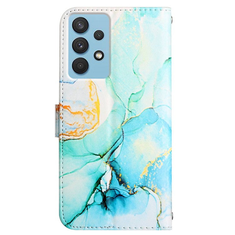 YB Pattern Printing Leather Series-5 for Samsung Galaxy A33 5G Marble Pattern Phone Case with Wallet Stand - Green LS003