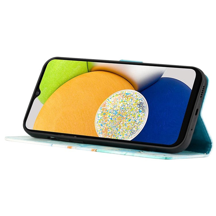 YB Pattern Printing Leather Series-5 for Samsung Galaxy A33 5G Marble Pattern Phone Case with Wallet Stand - Green LS003
